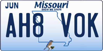 MO license plate AH8V0K