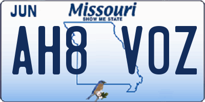MO license plate AH8V0Z