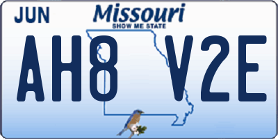 MO license plate AH8V2E