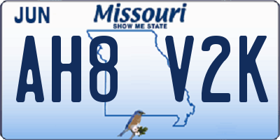 MO license plate AH8V2K