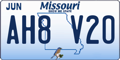 MO license plate AH8V2O