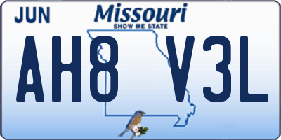 MO license plate AH8V3L