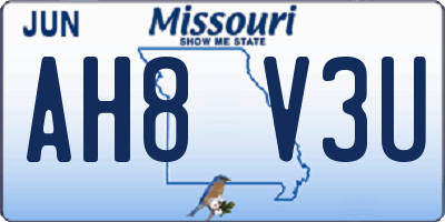 MO license plate AH8V3U