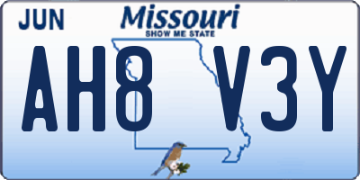 MO license plate AH8V3Y