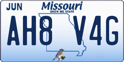 MO license plate AH8V4G