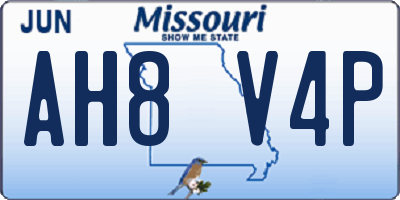 MO license plate AH8V4P