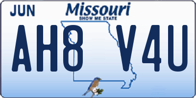 MO license plate AH8V4U