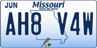 MO license plate AH8V4W