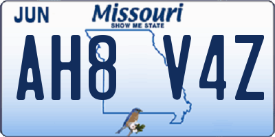 MO license plate AH8V4Z