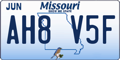 MO license plate AH8V5F