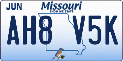 MO license plate AH8V5K