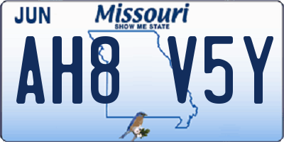 MO license plate AH8V5Y