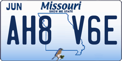 MO license plate AH8V6E