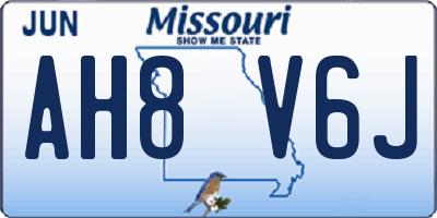 MO license plate AH8V6J