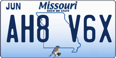 MO license plate AH8V6X