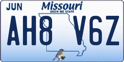MO license plate AH8V6Z