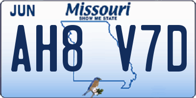 MO license plate AH8V7D