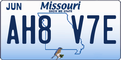 MO license plate AH8V7E
