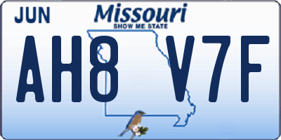 MO license plate AH8V7F