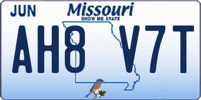 MO license plate AH8V7T