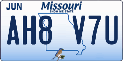 MO license plate AH8V7U