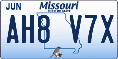 MO license plate AH8V7X