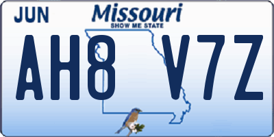 MO license plate AH8V7Z
