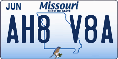 MO license plate AH8V8A