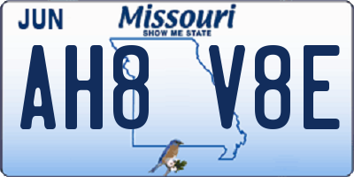 MO license plate AH8V8E