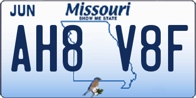 MO license plate AH8V8F