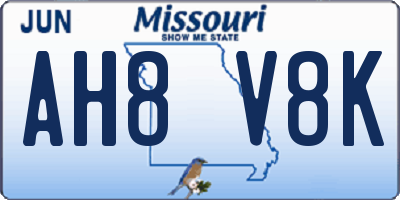 MO license plate AH8V8K