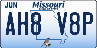 MO license plate AH8V8P