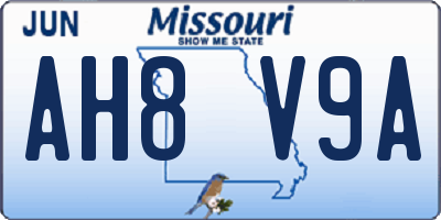 MO license plate AH8V9A