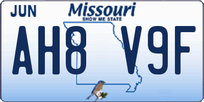 MO license plate AH8V9F