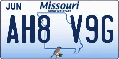 MO license plate AH8V9G