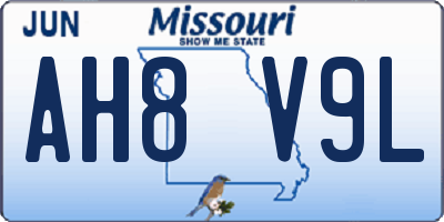 MO license plate AH8V9L