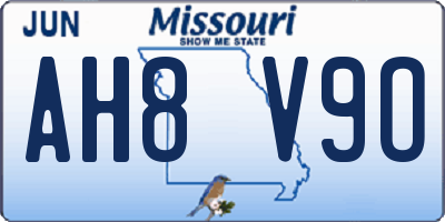 MO license plate AH8V9O