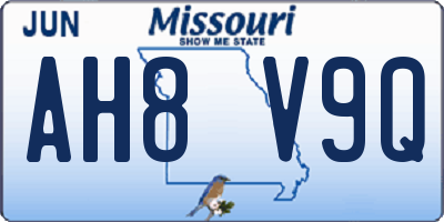 MO license plate AH8V9Q