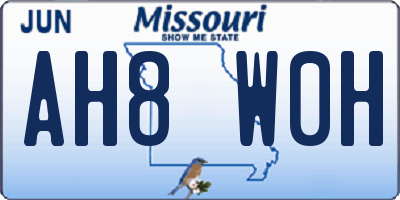 MO license plate AH8W0H