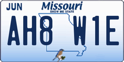 MO license plate AH8W1E