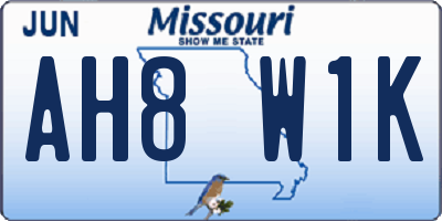MO license plate AH8W1K