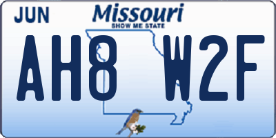 MO license plate AH8W2F