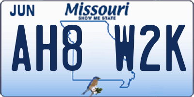 MO license plate AH8W2K