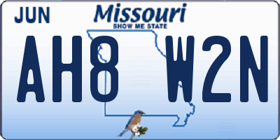 MO license plate AH8W2N