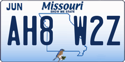 MO license plate AH8W2Z