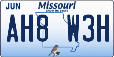 MO license plate AH8W3H