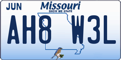 MO license plate AH8W3L