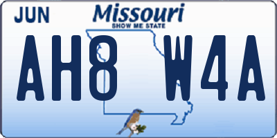 MO license plate AH8W4A