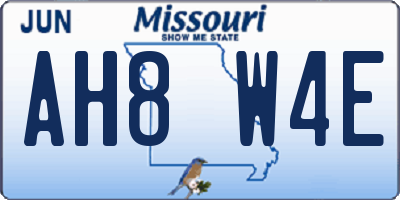 MO license plate AH8W4E