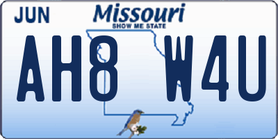 MO license plate AH8W4U